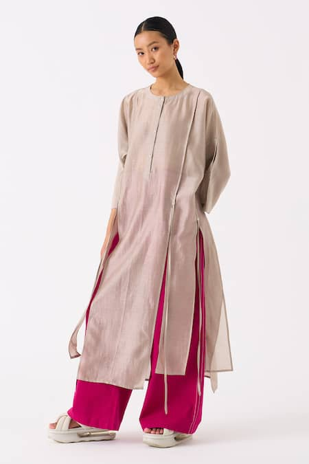 THREE Panelled Chanderi Tunic With Pant 