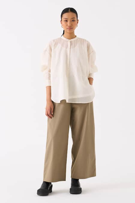 THREE Pintuck Structured Top With Pant 