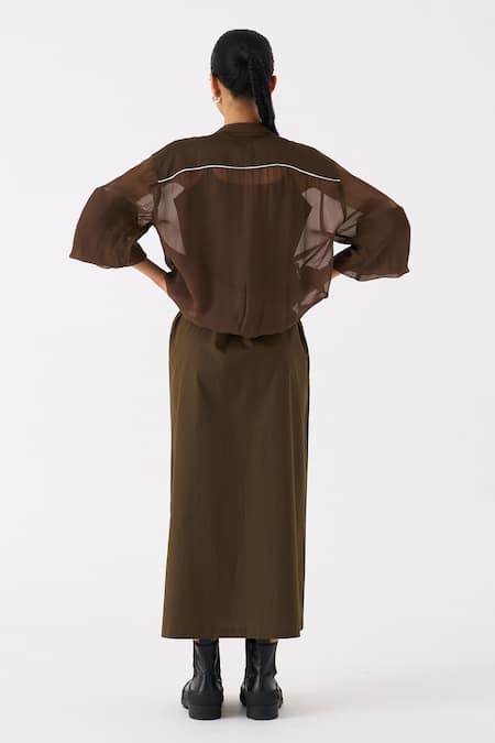 Shop Three Green Jacket Organza Applique Floral Round Collar Bomber With Dress at Aza Fashions Shop_Three_Green Jacket Organza Applique Floral Round Collar Bomber With Dress _at_Aza_Fashions