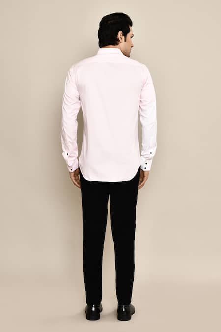 Shop_Arihant Rai Sinha_White Cotton Color Block Shirt _at_Aza_Fashions