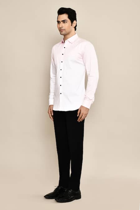 Shop_Arihant Rai Sinha_White Cotton Color Block Shirt _Online_at_Aza_Fashions