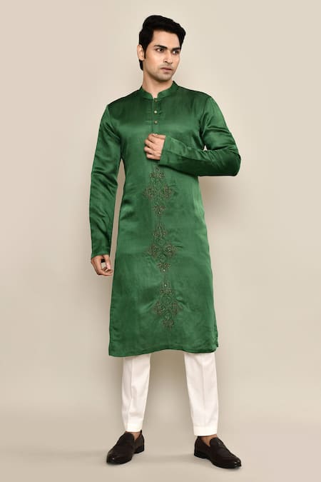 Arihant Rai Sinha Hand Embroidered Front Kurta With Solid Pyjama 