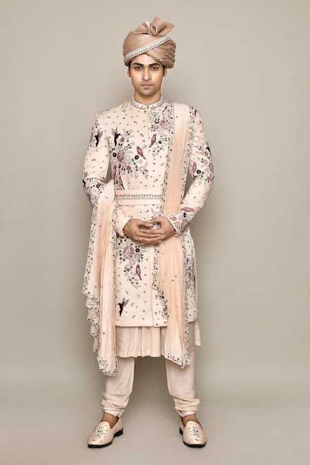 Aryavir Malhotra Bird Embroidered Sherwani Set 