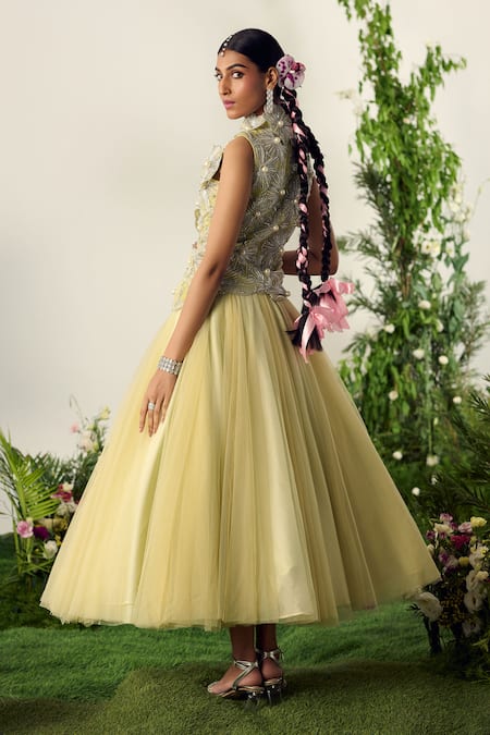 Payal & Zinal 3D Carina Cutwork Fleur Embellished Midi Dress 