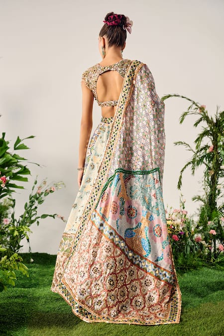 Payal & Zinal Mosaic Fleur Print Embellished Lehenga Set 