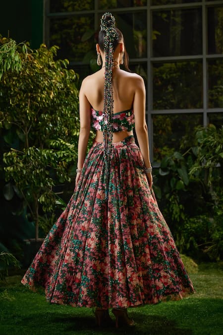 Payal & Zinal Wildbloom Ecstasy Print Lehenga With Sequin Coin Embellished Blouse 