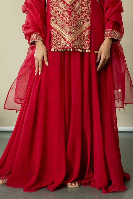 Buy World of Sugandh Pink Silk, Chiffon Embroidery, Sequins Ruby Radiance Fleur Kurti Sharara Set Online at Aza Fashions Buy_World of Sugandh_Pink Silk, Chiffon Embroidery, Sequins Ruby Radiance Fleur Kurti Sharara Set _Online_at_Aza_Fashions