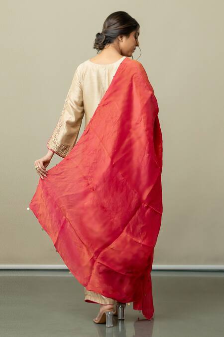 Shop World of Sugandh Beige Silk Sequins Blossom Phool Vine Embroidered Kurta Pant Set at Aza Fashions Shop_World of Sugandh_Beige Silk Sequins Blossom Phool Vine Embroidered Kurta Pant Set _at_Aza_Fashions