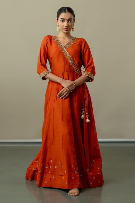 World of Sugandh Floral Embroidered Yoke Angarkha Anarkali 