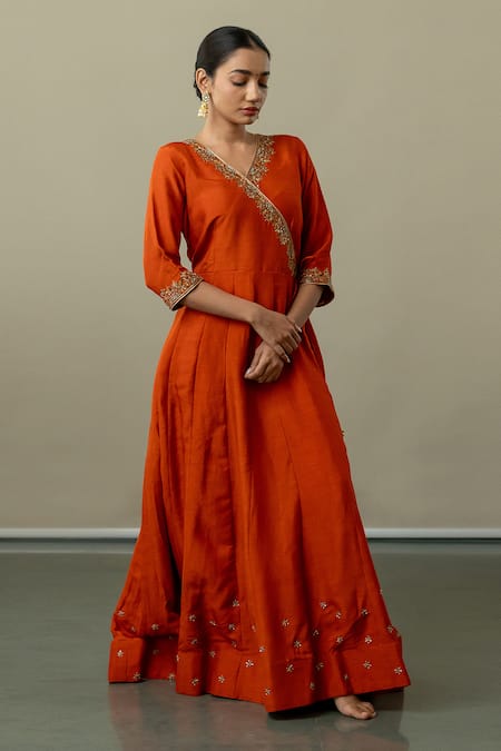 World of Sugandh Floral Embroidered Yoke Angarkha Anarkali 