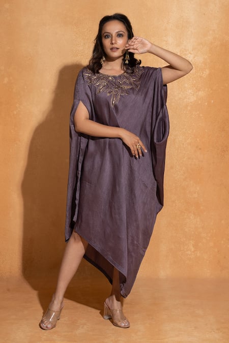 Sugandh Gupta Flower Embroidered Yoke Kaftan 