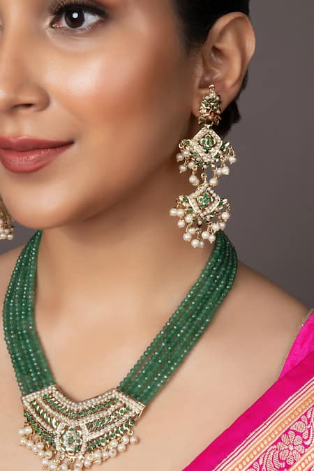 Queens Jewels Tanmaniya Bead Embellished Necklace Set 