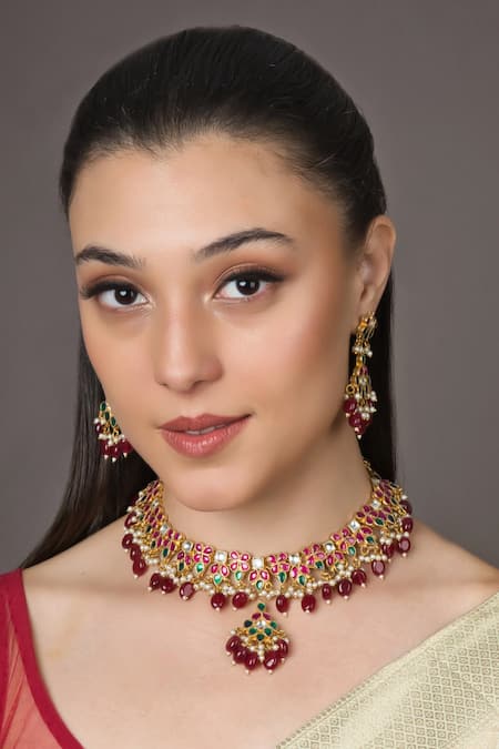 Queens Jewels Kundan & Stone Embellished Choker Set 