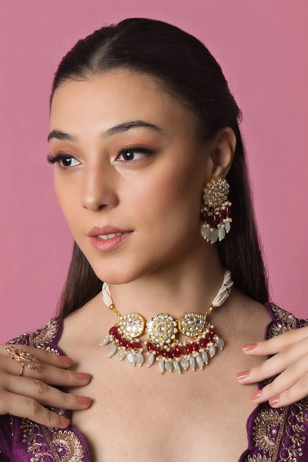 Queens Jewels Saira Floral Carved Choker Set 