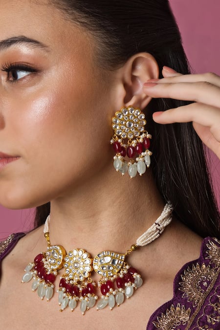 Queens Jewels Saira Floral Carved Choker Set 