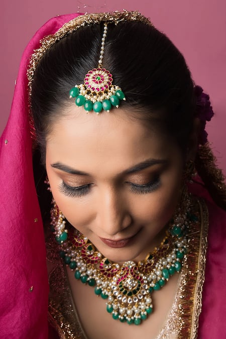 Shop Queens Jewels Multi Color Beads, Diamonds Aishwarya Kundan Embellished Choker Set at Aza Fashions Shop_Queens Jewels_Multi Color Beads, Diamonds Aishwarya Kundan Embellished Choker Set _at_Aza_Fashions