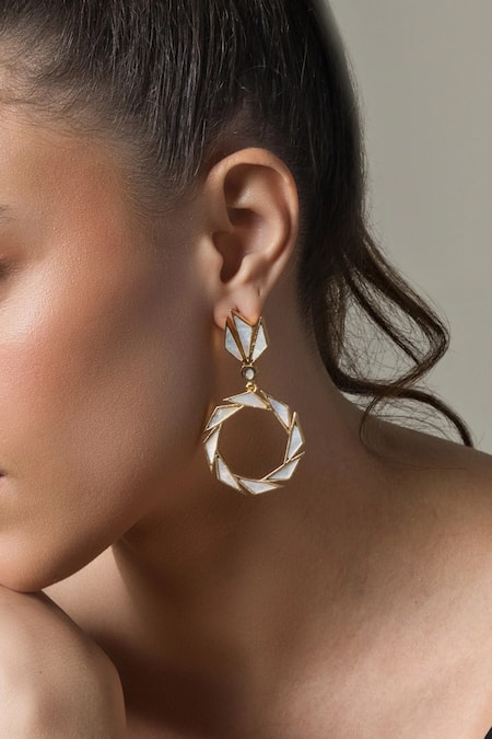 Queens Jewels Shell Pearl Embellished Danglers 