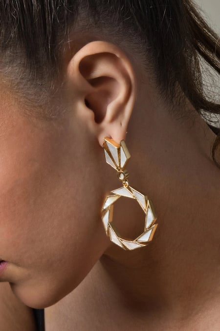 Queens Jewels Shell Pearl Embellished Danglers 