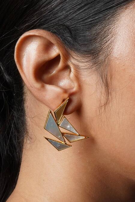Queens Jewels Origami Bird Carved Earrings 