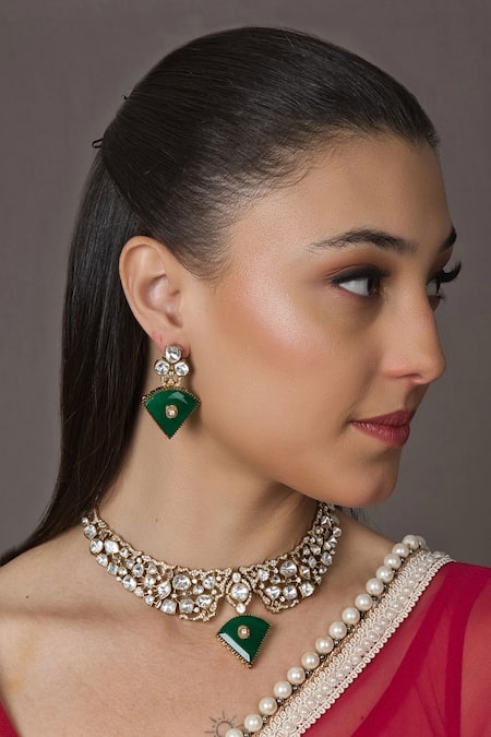 Queens Jewels Victorian Stone Embellished Collar Choker Set 