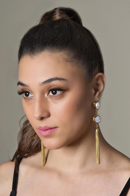 Queens Jewels Moonstone Pearl Drop Earrings 