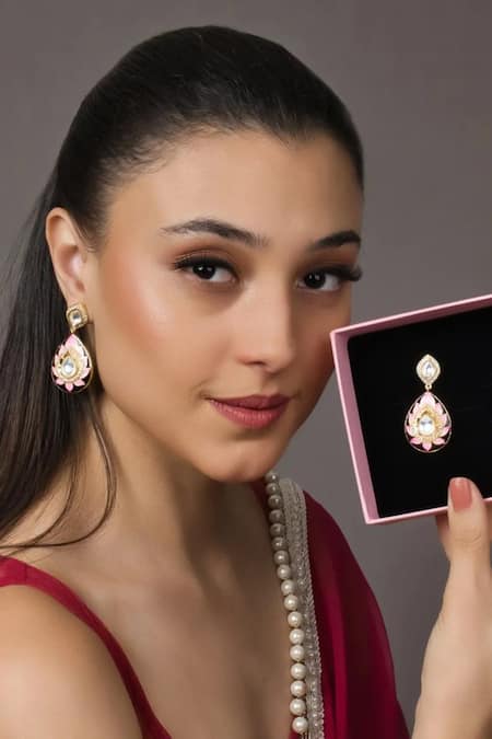 Queens Jewels Meenakari Polki Earrings 