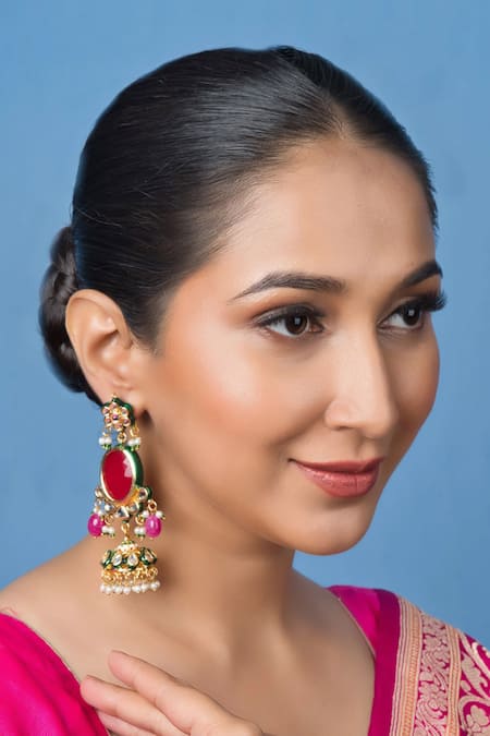 Queens Jewels Elegant Stone Kundan Jhumka 