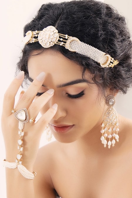 Joules By Radhika Gold Plated Kundan Embellished Floral Maangtikka 
