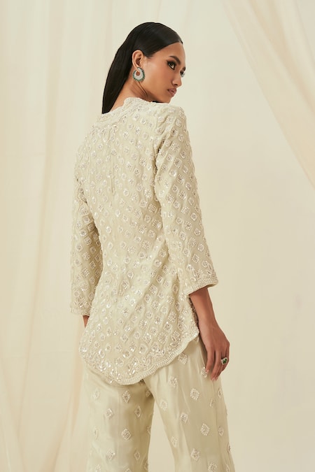 Rococo Zeina Embroidered Jacket With Flared Pant 