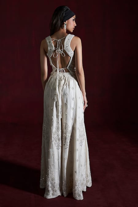 Rococo Sabah Embroidered Top With Sharara 