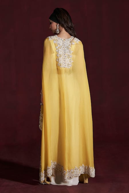 Rococo Sohar Embroidered Cape With Draped Skirt Set 