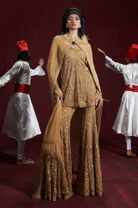 Rococo Zareen Embroidered Peplum Sharara Set 