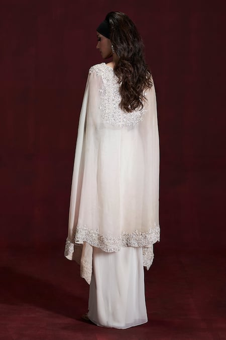 Rococo Amala Embroidered Cape With Draped skirt Set 