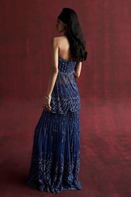 Rococo Rani Embroidered Tube Peplum Sharara Set 