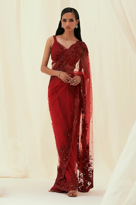 Rococo Lina Embroidered Pre-Draped Saree Set 