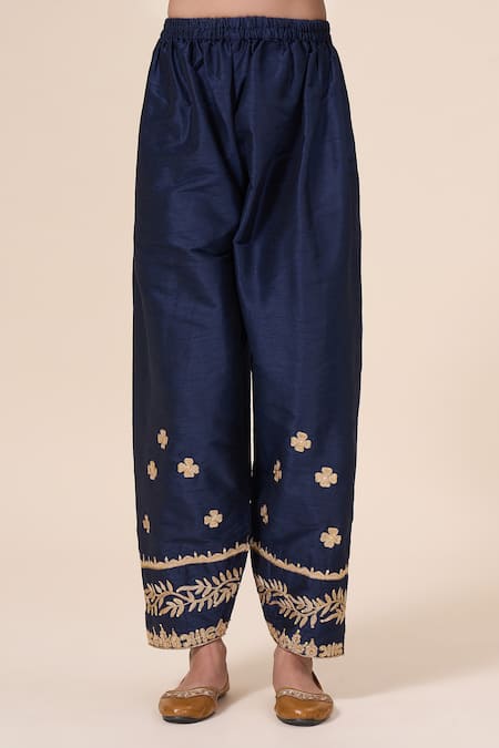 Buy Samyukta Singhania Blue Silk, Net Sequins, Embroidery Boat Neck Elephant Kurta Salwar Set Buy_Samyukta Singhania_Blue Silk, Net Sequins, Embroidery Boat Neck Elephant Kurta Salwar Set