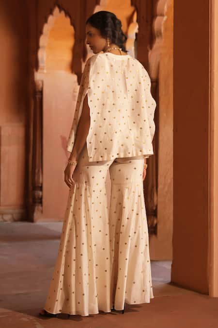 Niamh By Kriti Chanderi Silk Sequin Embellished Jacket & Gharara Set 