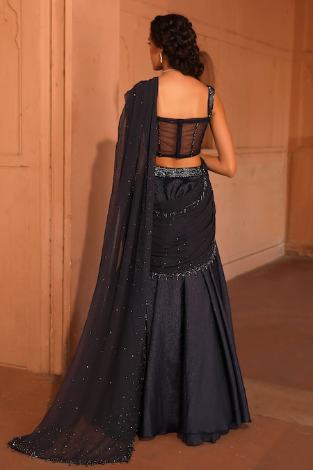 Niamh By Kriti Pre-Draped Lehenga Saree With Sequin Embellished Blouse 