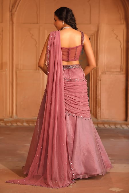 Niamh By Kriti Pre-Draped Lehenga Saree With Beads Embellished Blouse 