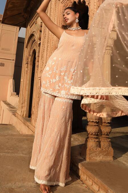 Niamh By Kriti Floral Embroidered Kurta Gharara Set 