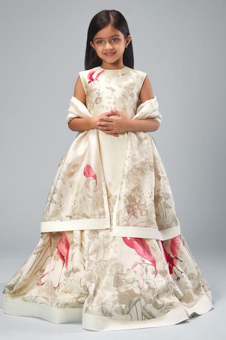 Bal Bachche By Rohit Bal Swan Print Lehenga Set 