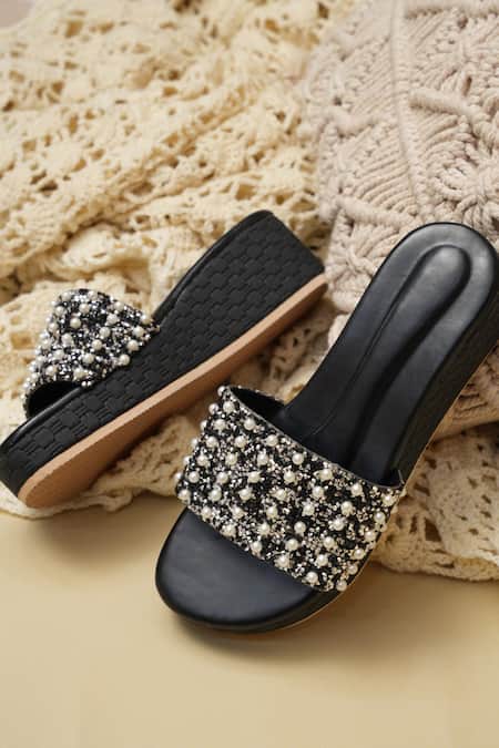 Jutti Express Pearl & Bead Encrusted Slip On Wedges 