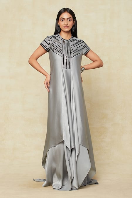 Amit Aggarwal Embellished Yoke Handkerchief Dress 