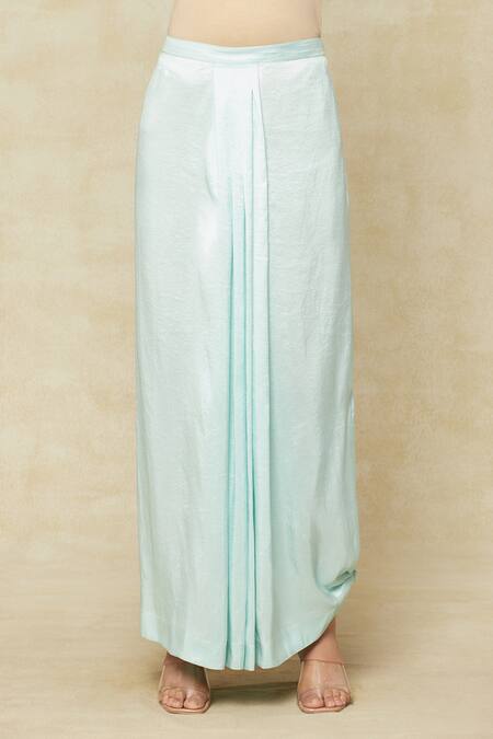 Buy Anamika Khanna Blue Cotton Embroidery Round Neck Floral Kurta Draped Skirt Set Online at Aza Fashions Buy_Anamika Khanna_Blue Cotton Embroidery Round Neck Floral Kurta Draped Skirt Set_Online_at_Aza_Fashions