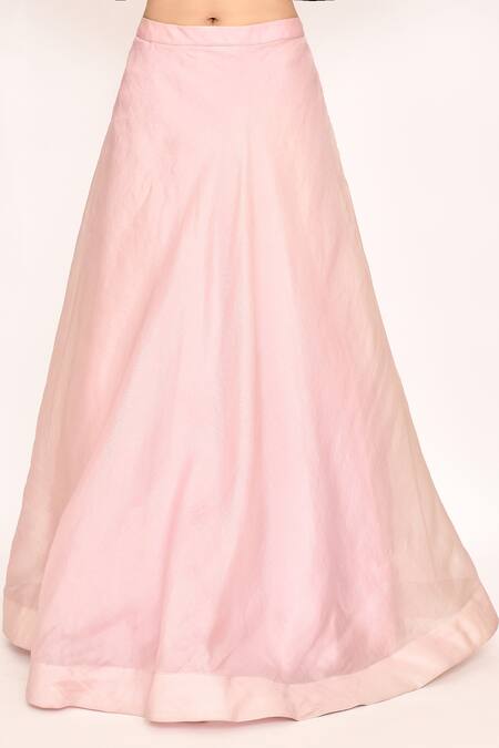 COUTURE BY NIHARIKA_Pink Silk Embroidery V-neck Blouse Lehenga Set _Online_at_Aza_Fashions