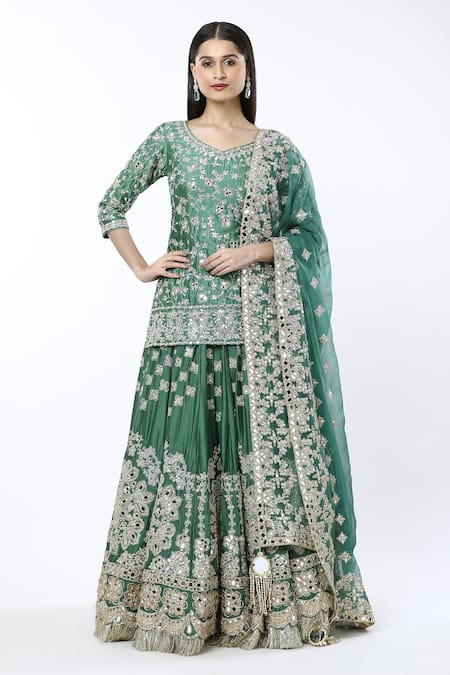 Abhinav Mishra Zardozi Embroidered Lehenga Kurta Set 