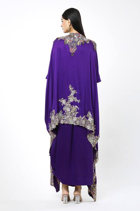 Anamika Khanna Botanic Embroidered Kaftan & Draped Skirt Set 
