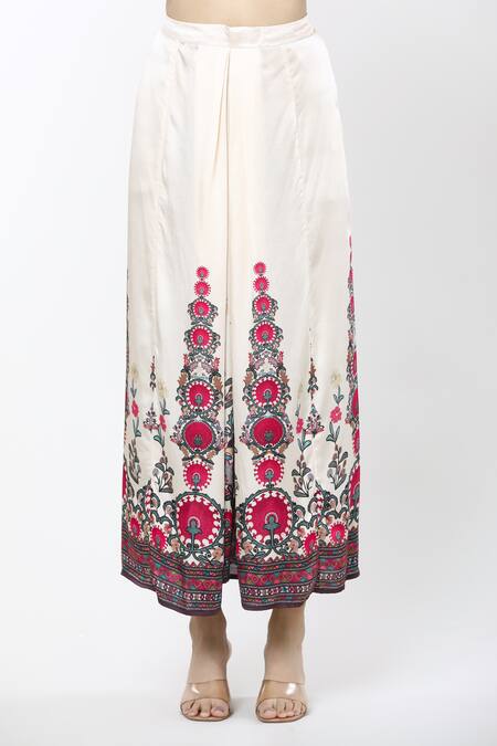 Buy_Rajdeep Ranawat_Beige Cotton Bukhara Surilee Draped Skirt _Online_at_Aza_Fashions