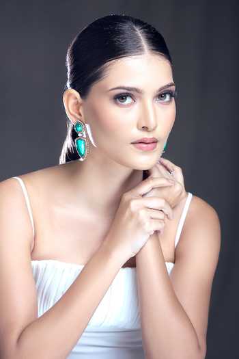 Buy Moh-Maya By Disha Khatri Gold Plated Zari Zircon And Emerald Stone Embellished Earrings Buy_Moh-Maya By Disha Khatri_Gold Plated Zari Zircon And Emerald Stone Embellished Earrings