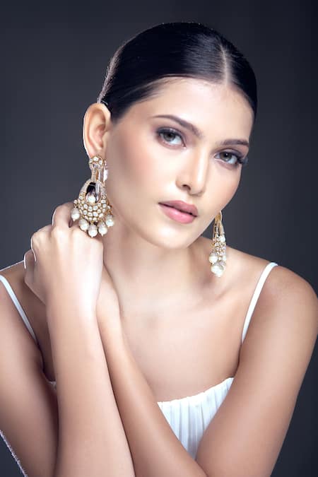 Moh-Maya by Disha Khatri Zircon & Moissanite Embellished Earrings 